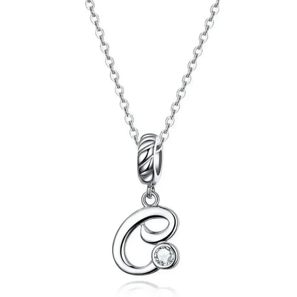 Chic and Timeless 925 Sterling Silver Initial Pendant Necklace | Platinum Plated Vintage Letter A to Z | Women’s Fine