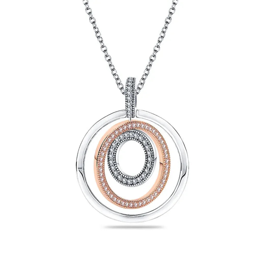Radiate Timeless Elegance: Round CZ Pendant Necklace (925 Sterling Silver) - Necklaces