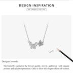 Soar with Style: Blue Zircon Korean Style Sterling Silver Butterfly Necklace Necklaces