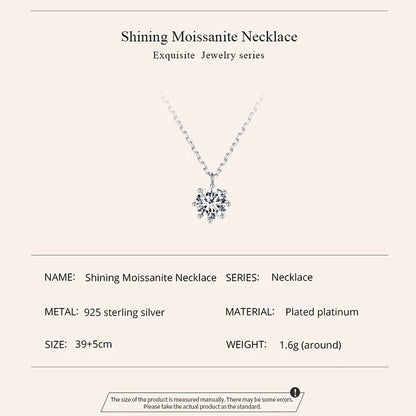 Dazzling 0.8ct Moissanite Sterling Silver Pendant Necklace - Necklaces