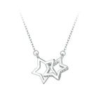 Connected Hearts: Sterling Silver Star/Heart/Cat Pendant Necklace Stars Necklaces