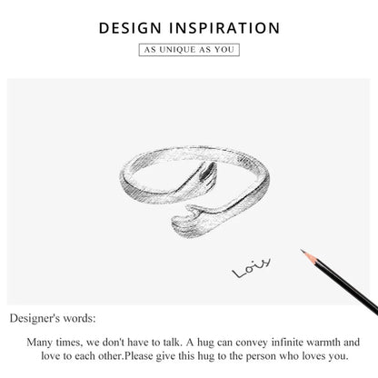 925 Sterling Silver Hug Warmth and Love Hand Adjustable Ring for Women - His Big Loving Hugs in 3 Colors - Rings