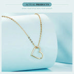 Genuine 925 Sterling Silver The Shape Of Love Chain Necklace For Women Fine Jewelry 18.11’’ Collar Necklaces