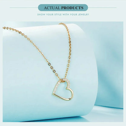 Genuine 925 Sterling Silver The Shape of Love Chain Necklace for Women - Fine jewellery 18.11’’ Collar - Necklaces
