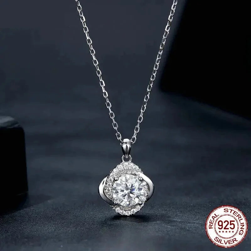 Lucky Clover 1ct Moissanite Sterling Silver Pendant Necklace - Necklaces