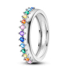 Rainbow Sparkle Sterling Silver Band Ring 6 Rings
