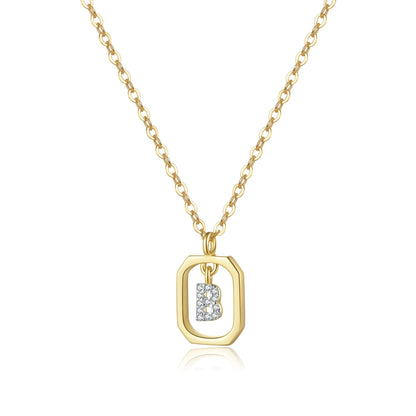 Personalized Initial Sterling Silver Pendant Necklace - Gold B - Necklaces