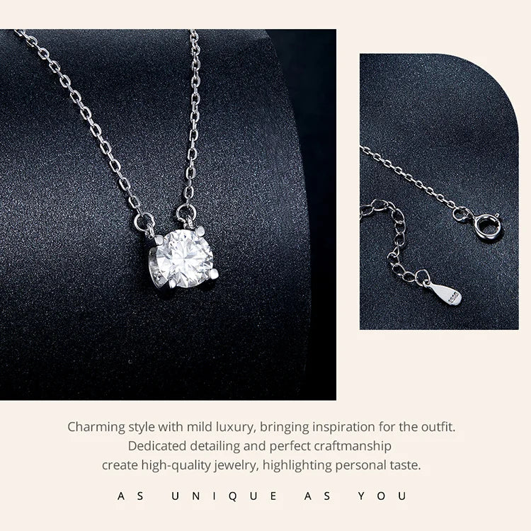 Radiant 1ct Moissanite Sterling Silver Pendant Necklace - Necklaces