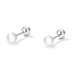 Charm And Elegance: 925 Sterling Silver Pearl Beads Screw Stud Earrings