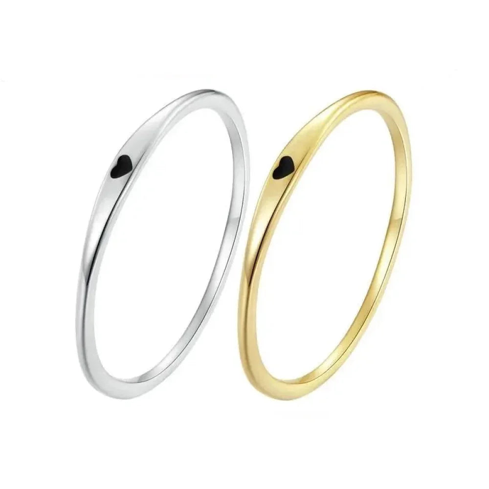 925 Sterling Silver Heart Wedding Band Symbol Of Love Stackable Promise Ring In 2 Colors (Size 5 10) Rings
