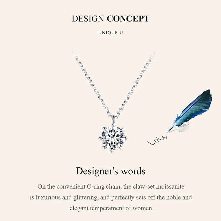 Dazzling 0.8ct Moissanite Sterling Silver Pendant Necklace - Necklaces