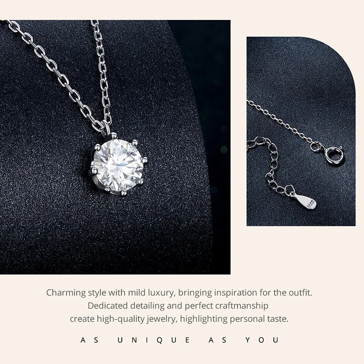 Dazzling 0.8ct Moissanite Sterling Silver Pendant Necklace - Necklaces