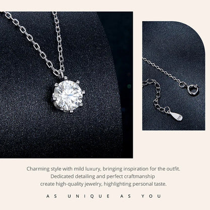 Dazzling 0.8ct Moissanite Sterling Silver Pendant Necklace - Necklaces