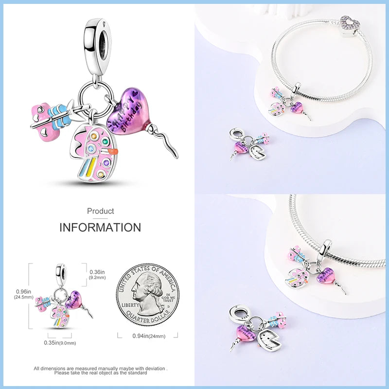 Festive Fun Sterling Silver Birthday Charm - Charms