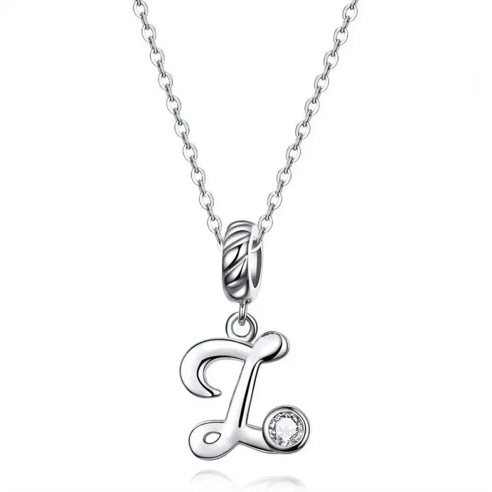 Chic and Timeless 925 Sterling Silver Initial Pendant Necklace | Platinum Plated Vintage Letter A to Z | Women’s Fine