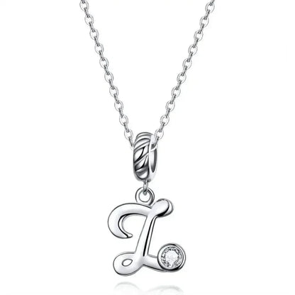 Chic and Timeless 925 Sterling Silver Initial Pendant Necklace | Platinum Plated Vintage Letter A to Z | Women’s Fine