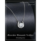 Lucky Charm Sterling Silver Horseshoe Necklace With Sparkling Moissanite Necklaces