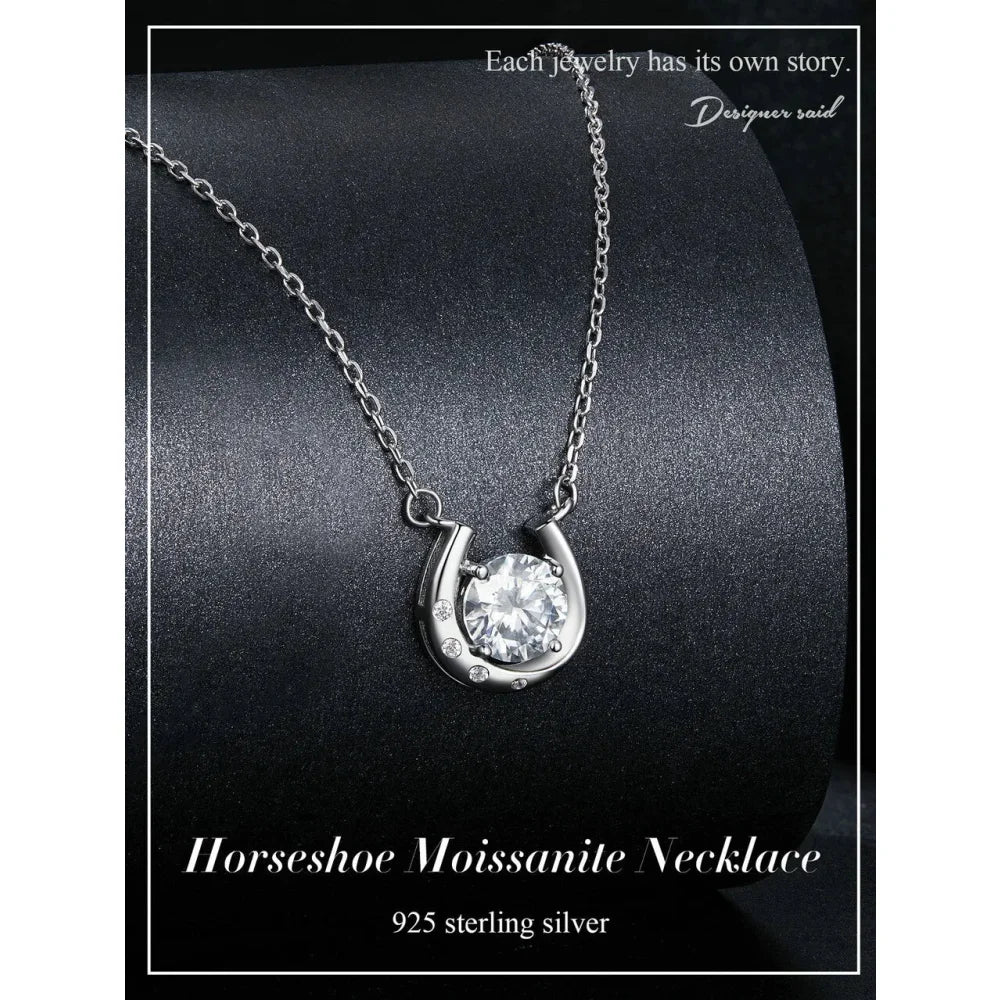 Lucky Charm - Sterling Silver Horseshoe Necklace with Sparkling Moissanite - Necklaces