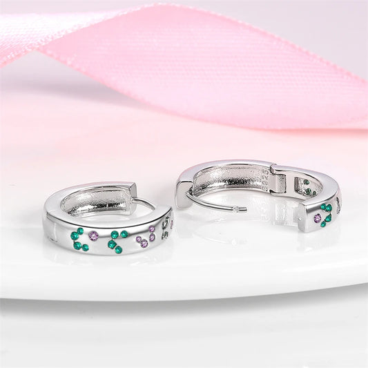 Elegant Gemstone Sterling Silver Hoop Earrings