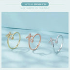 Genuine 925 Sterling Silver Flying Plane Open Adjustable Ring With Clear Cz Fine Jewelry Rings