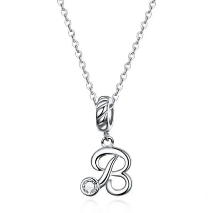 Chic and Timeless 925 Sterling Silver Initial Pendant Necklace | Platinum Plated Vintage Letter A to Z | Women’s Fine
