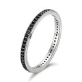 Breathtaking 925 Sterling Silver Double Circle Black Clear Cz Stackable Ring Single / 6 Rings