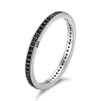 Breathtaking 925 Sterling Silver Double Circle Black Clear Cz Stackable Ring Single / 6 Rings