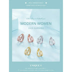 925 Sterling Silver Elegant Geometry Zircon Crystal Double Rings Ear Hoop Earrings