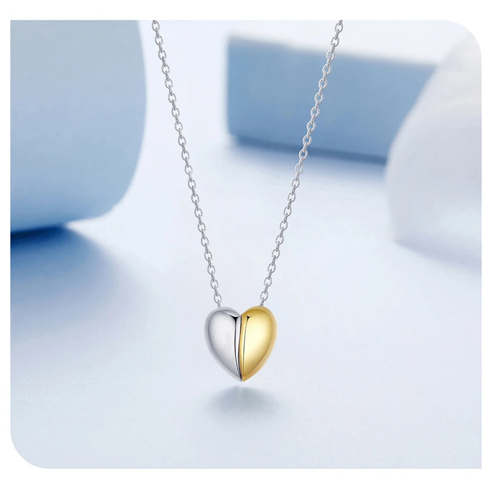Gold Plated Heart Pendant Necklace for Women - 925 Sterling Silver Couple jewellery - Necklaces