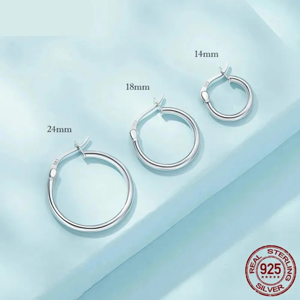 14K White Gold-Plated 925 Sterling Silver Hoop Earrings - Stylish and Hypoallergenic jewellery for Women