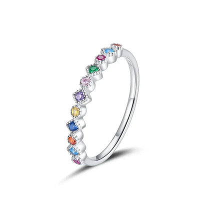 925 Sterling Silver Multicolor Zircon Finger Ring for Women - Trendy Fashion Dazzling CZ Stone Anillos jewellery Gift