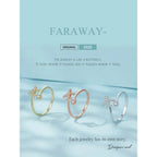 Genuine 925 Sterling Silver Flying Plane Open Adjustable Ring With Clear Cz Fine Jewelry Rings