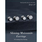 Radiant Moissanite Stud Earrings | D Color Round Cut 925 Silver Gold Plated