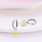 Tropical Paradise Plumeria Sterling Silver Hoop Earrings Drop