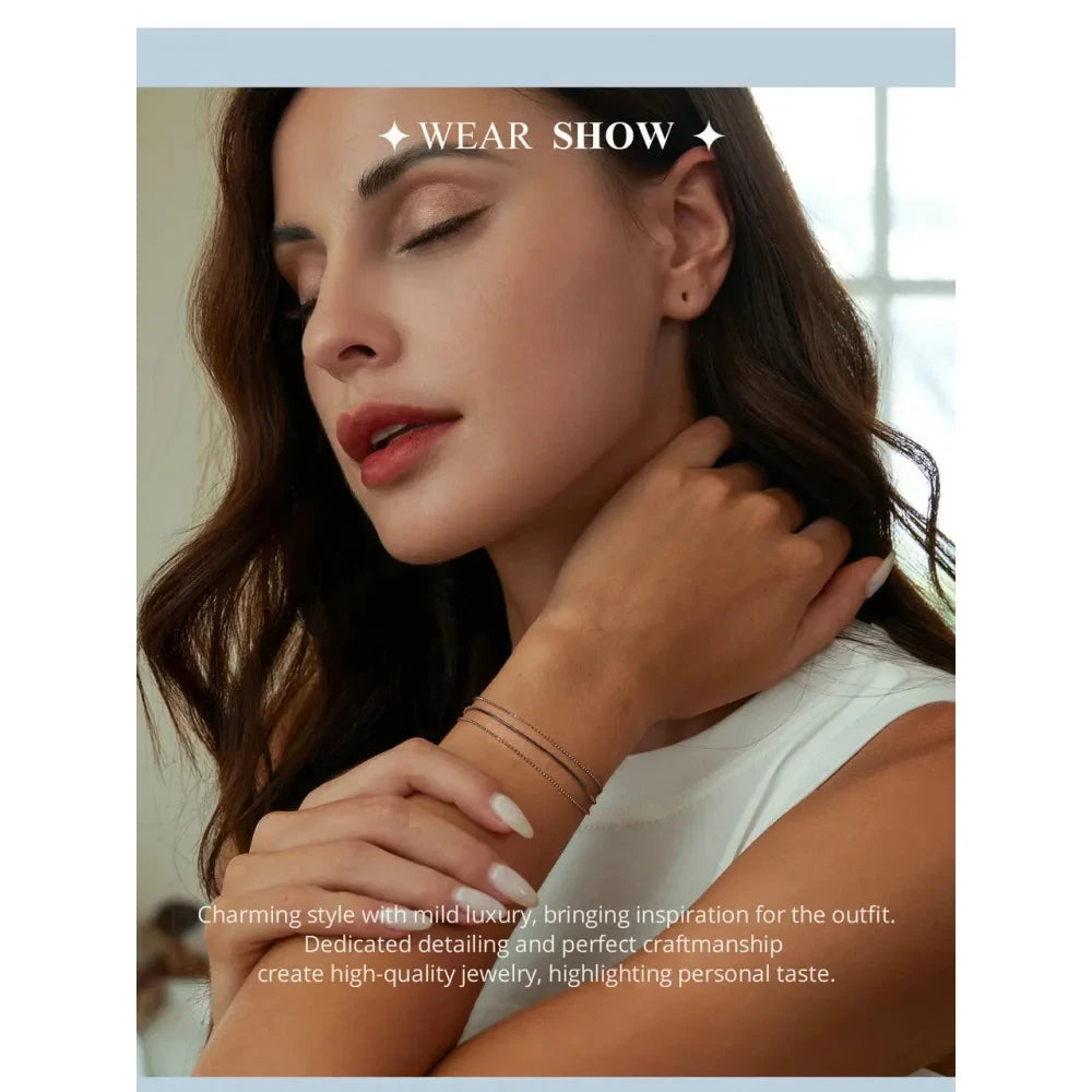 Delicate Elegance: Triple-Layered White Gold Plated Bracelet in 925 Sterling Silver - Bracelets