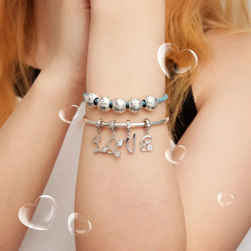 Vintage 925 Sterling Silver Twelve Constellations Star Sign Zodiac Beads Charms For Diy Bracelet Necklace