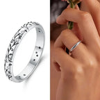 Vintage 925 Sterling Silver Embossed Pattern Ring Elegant Fine Jewelry For Women Rings
