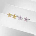 925 Sterling Silver Colorful Enamel Flower Stud Earrings Minimalist & Cute
