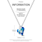 925 Sterling Silver Blue Crystal Heart & Butterfly Necklace Necklaces