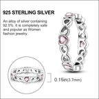 Endless Love 925 Sterling Silver Infinity Heart Ring with Pink Cubic Zirconia Rings