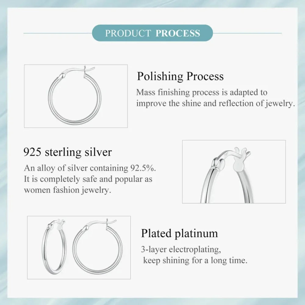 14K White Gold-Plated 925 Sterling Silver Hoop Earrings - Stylish and Hypoallergenic jewellery for Women