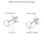 Charm And Elegance: 925 Sterling Silver Pearl Beads Screw Stud Earrings
