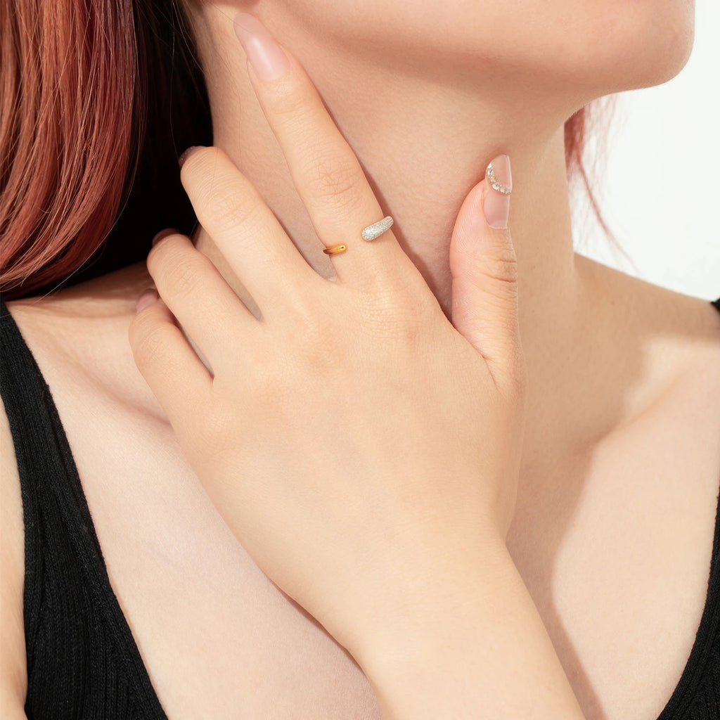 Adjustable Sterling Silver Zircon Ring - Rings