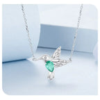 Elegant Sterling Silver Hummingbird Pendant Necklace Necklaces