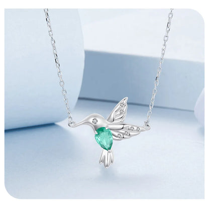 Elegant Sterling Silver Hummingbird Pendant Necklace - Necklaces