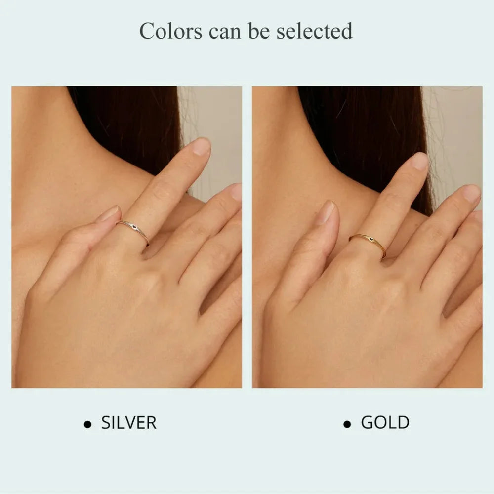 925 Sterling Silver Heart Wedding Band - Symbol of Love Stackable Promise Ring in 2 Colors (Size 5-10) - Rings