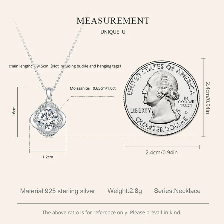 Lucky Clover 1ct Moissanite Sterling Silver Pendant Necklace - Necklaces
