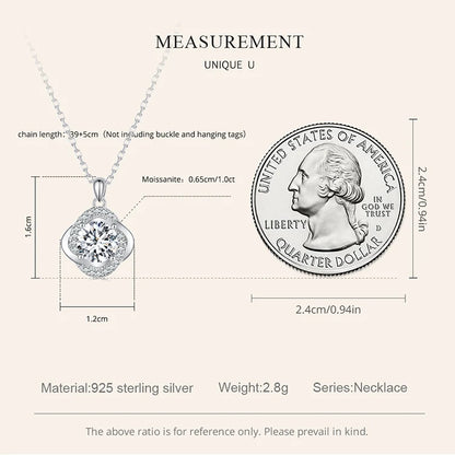 Lucky Clover 1ct Moissanite Sterling Silver Pendant Necklace - Necklaces