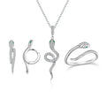 Captivating Beauty: Vintage Sterling Silver Snake Jewelry Set With Crystals Sets