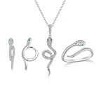 Captivating Beauty: Vintage Sterling Silver Snake Jewelry Set With Crystals Sets